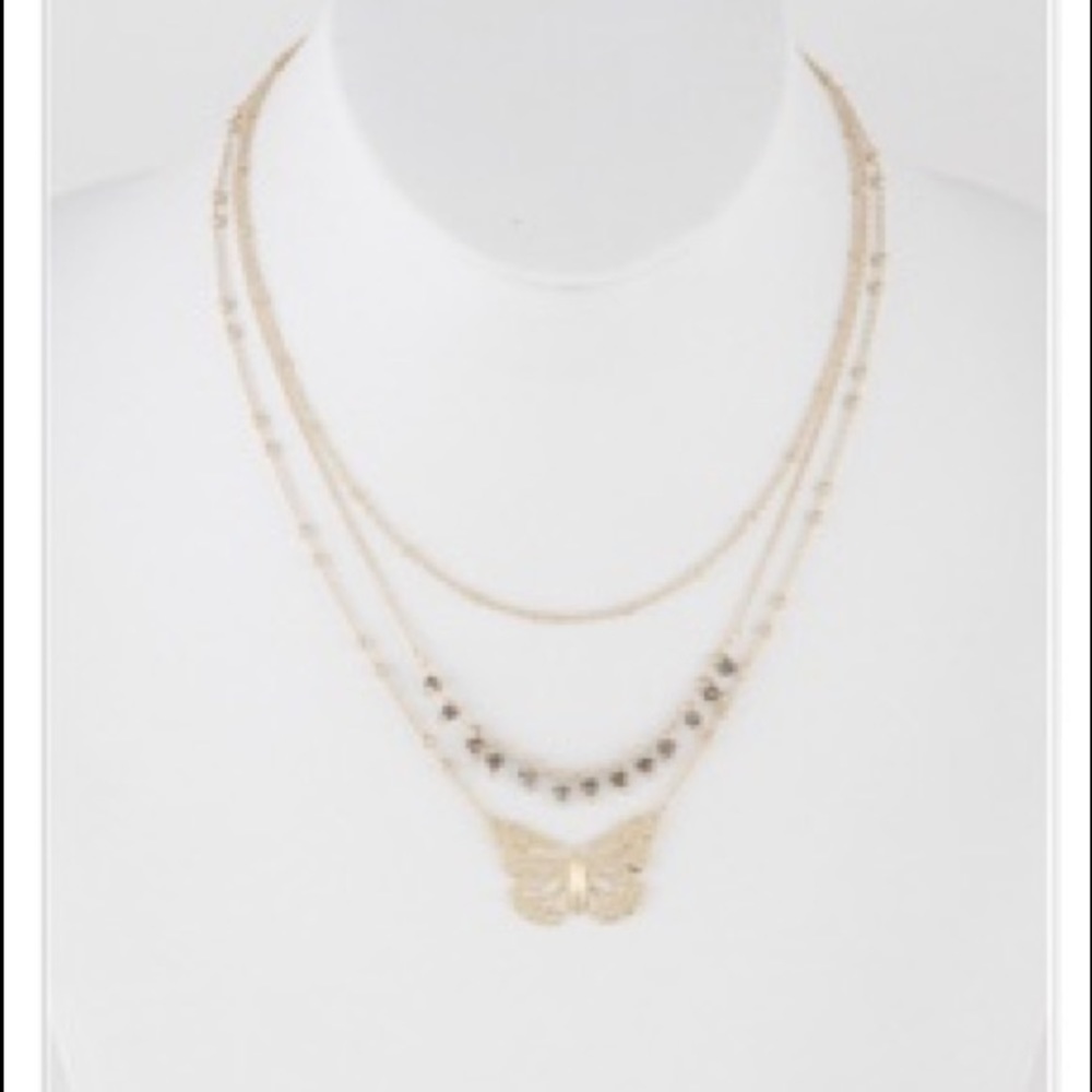 Multi Butterfly Pendant Necklace